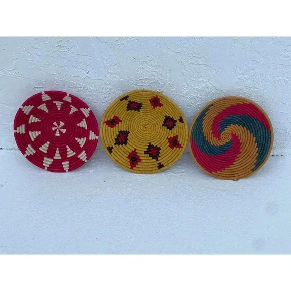 Antique Collection Woven Round Three Wall Basket Multicolor Sz 12" - Picture 1 of 9